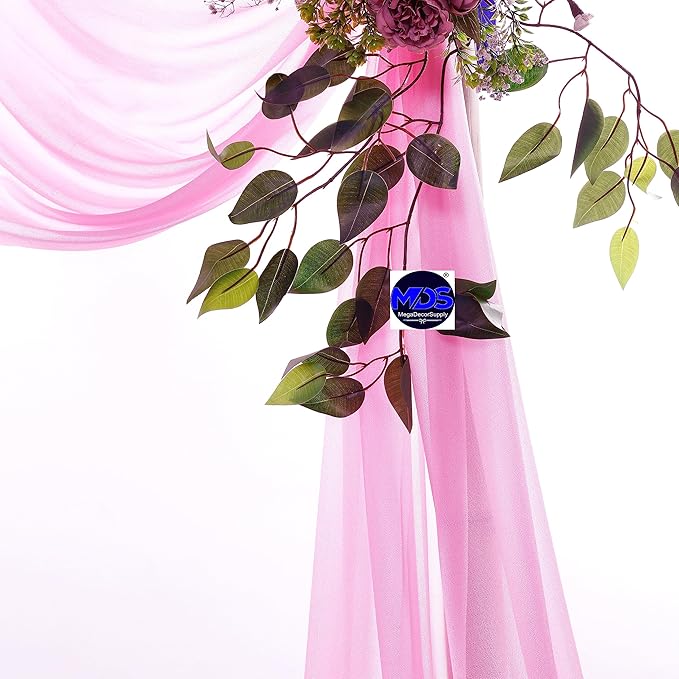MDS Halloween Chiffon Draping Fabric - 2 Panel, 30" Wide x 100ft Long - Sheer Spooky Arbor & Canopy Drapery for Haunted House Backdrops, Party Ceilings, DIY Costumes & Themed Events - Bubblegum Pink