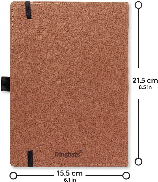 Dingbats* Wildlife Plain Journal Notebook A5 - Vegan Leather Hard Cover, Ideal for Work, Travel - Pocket, Elastic Closure, Bookmark