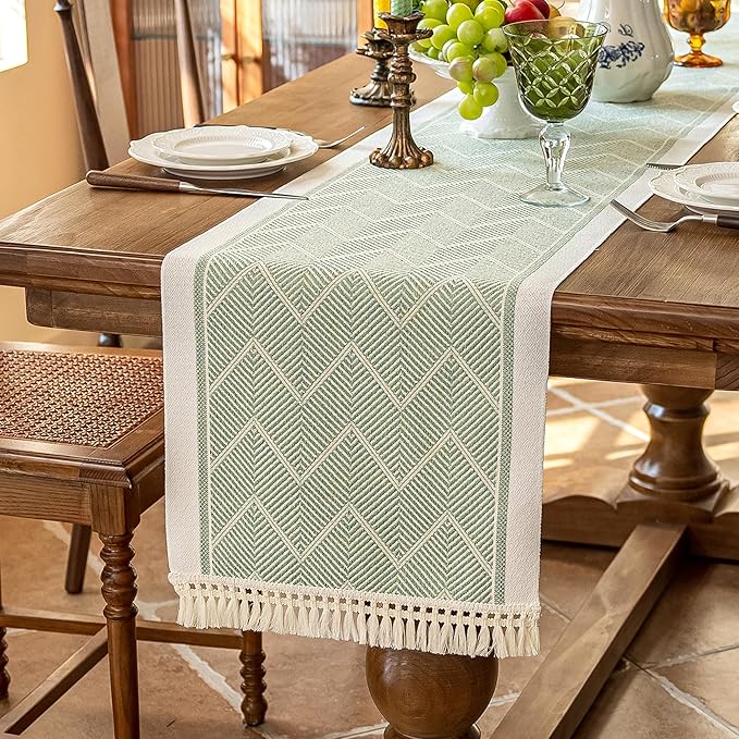 Table Runners 72 Inches Long Waterproof Boho Table Runner with Tassel Fringe,Table Runner for Party Coffee Table