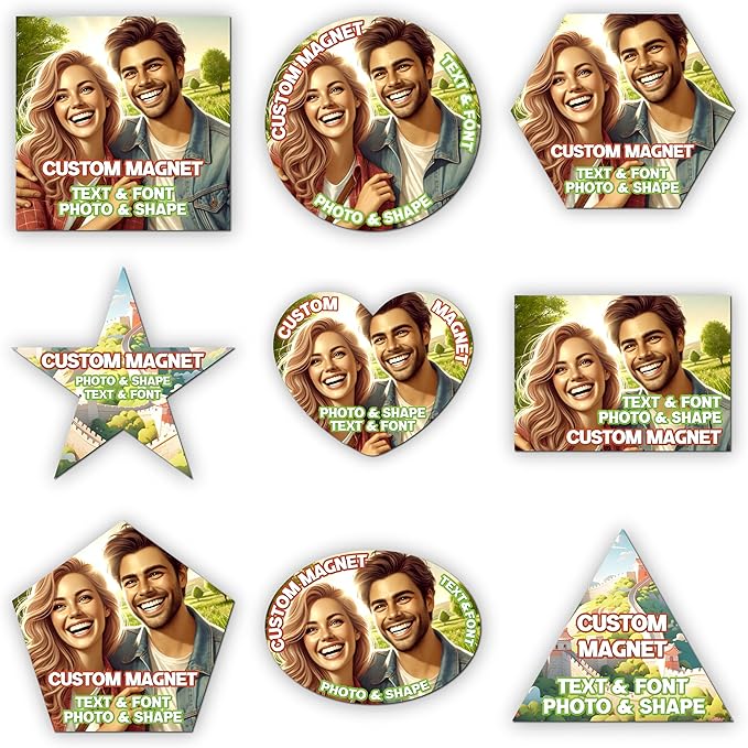 KETABAO – 16" Customized Triangle Photo Magnets - Personalized Refrigerator and Car Magnets for Home and Office Decor