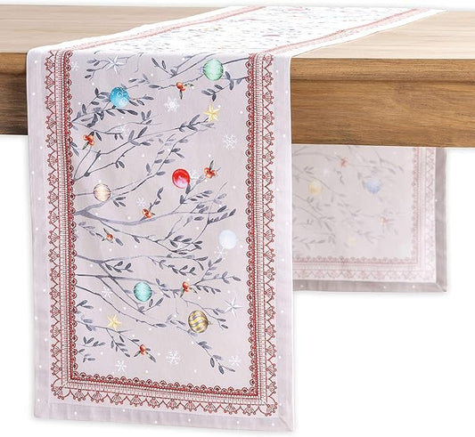 Maison d' Hermine Table Runner 100% Cotton Single Layer Table Runners 36 inches Long for Thanksgiving Christmas Decorations Home Kitchen Dining Party Wedding (Fairy Christmas, 14.5" x 36")