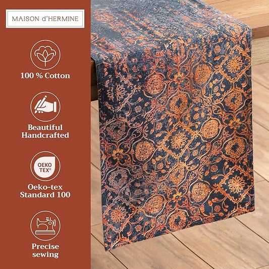 Maison d' Hermine Table Runner 100% Cotton Double Layer Table Runners 108 inches Long for Thanksgiving Christmas Decorations Home Kitchen Dining Party Wedding (Imperfection, 14.5" x 108")