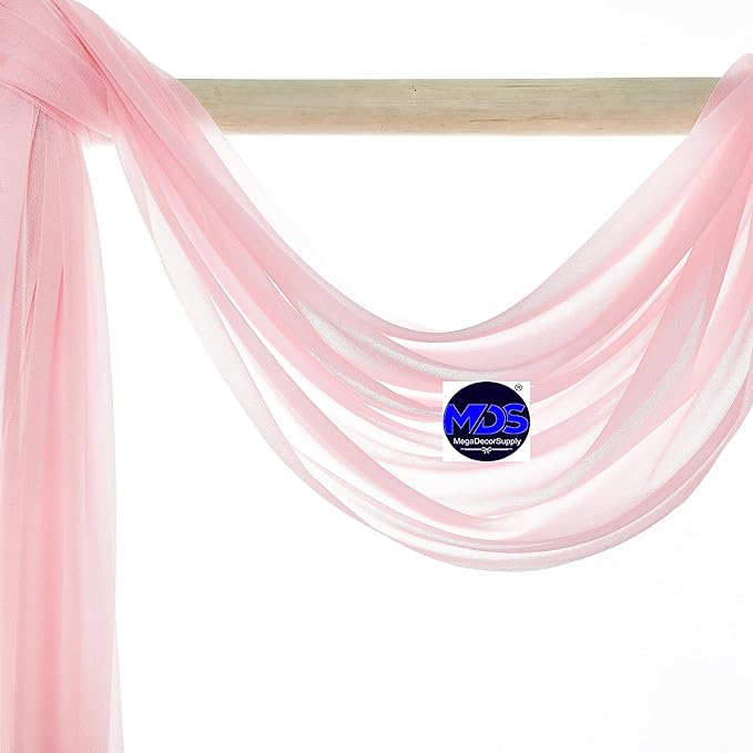 MDS Halloween Chiffon Draping Fabric - 2 Panel, 30" Wide x 40ft Long - Sheer Spooky Arbor & Canopy Drapery for Haunted House Backdrops, Party Ceilings, DIY Costumes & Themed Events - Blush Pink