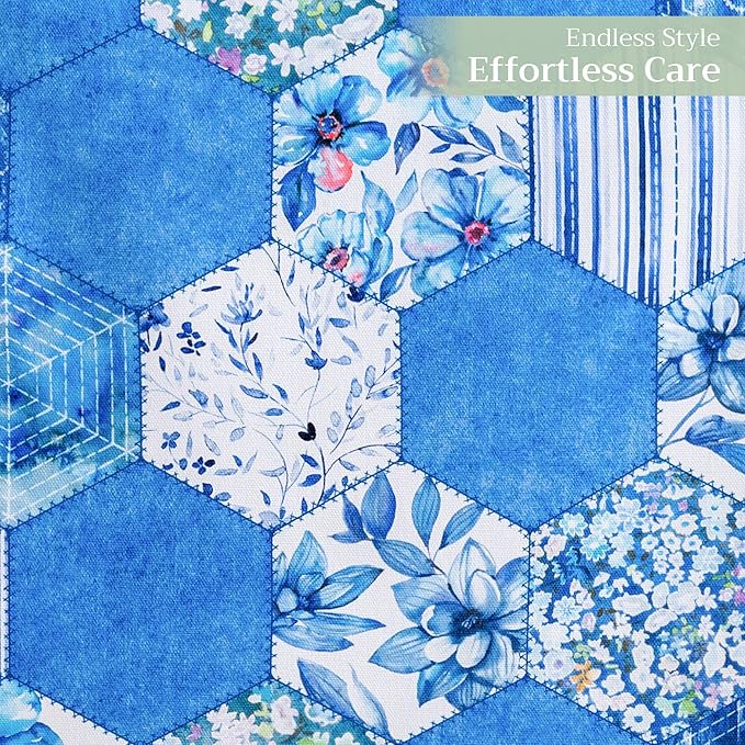 Maison d' Hermine Table Runner 100% Cotton Single Layer Table Runners 72 inches Long Decorative for Home Kitchen Dining Party Wedding Bridal Shower Spring Summer (Summer Blues, 14.50" x 72")