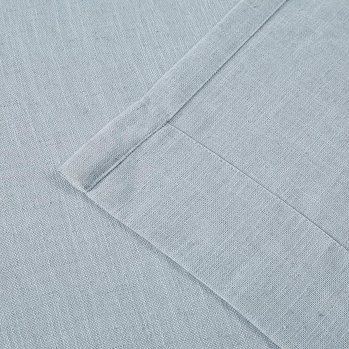 Vision Home Blue Fog Pinch Pleated Semi Sheer Curtains Textured Linen Blended Light Filtering Window Curtains 102 inch for Living Room Bedroom Patio Pinch Pleat Drapes with Hooks 1 Panel 60" Wx102 L