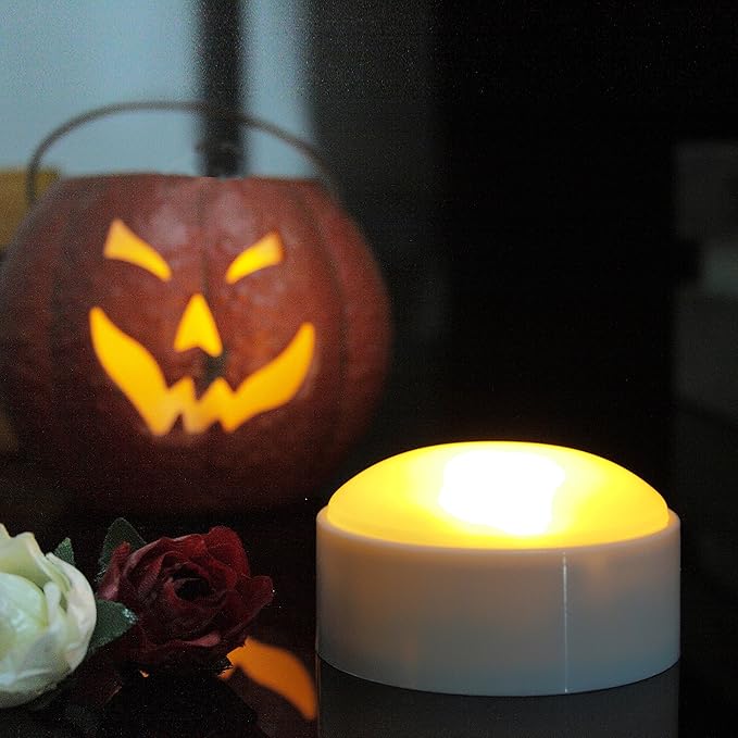 LED Pumpkin Lights with Remote and Timer, Battery Operated Bright Flickering Flameless Candle Lights for Pumpkin Decor, Jack-O-Lantern Halloween Party Decorations, White Color, 4 Pack(with 1 Remote)