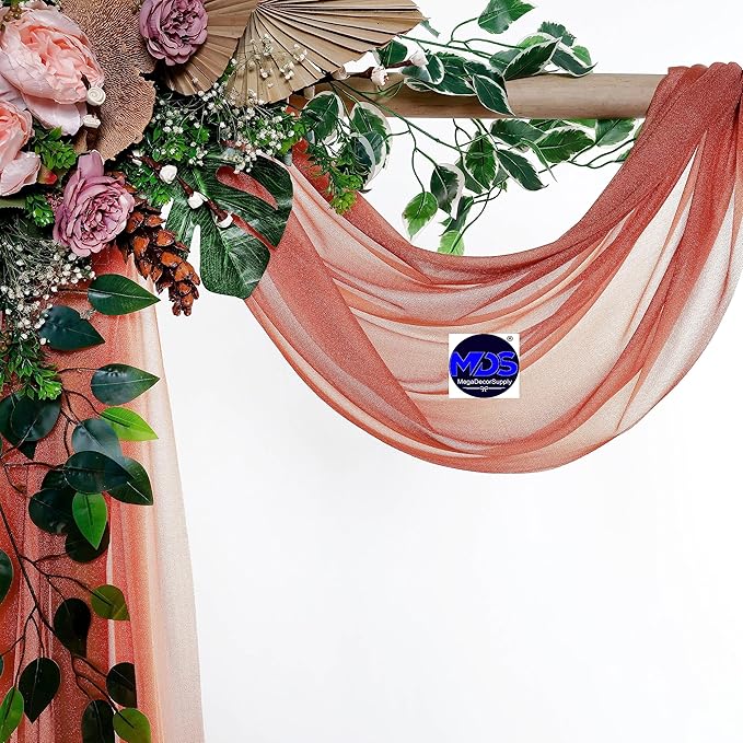 MDS Halloween Chiffon Draping Fabric - 1 Panel, 30" Wide x 20ft Long - Sheer Spooky Arbor & Canopy Drapery for Haunted House Backdrops, Party Ceilings, DIY Costumes & Themed Events - Terracotta