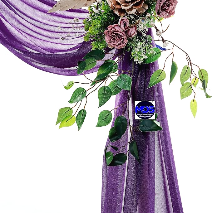 MDS Halloween Chiffon Draping Fabric - 1 Panel, 30" Wide x 30ft Long - Sheer Spooky Arbor & Canopy Drapery for Haunted House Backdrops, Party Ceilings, DIY Costumes & Themed Events - Cadbury Purple