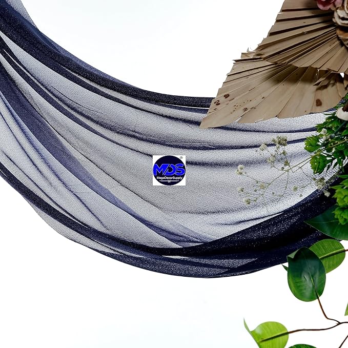 MDS Halloween Chiffon Draping Fabric - 1 Panel, 30" Wide x 20ft Long - Sheer Spooky Arbor & Canopy Drapery for Haunted House Backdrops, Party Ceilings, DIY Costumes & Themed Events - Navy Blue