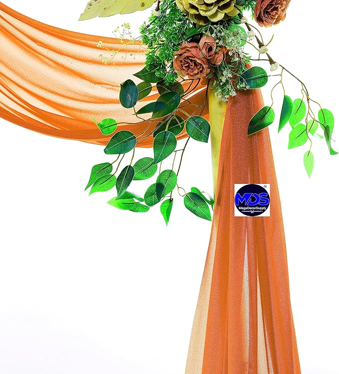 MDS Halloween Chiffon Draping Fabric - 1 Panel, 30" Wide x 40ft Long - Sheer Spooky Arbor & Canopy Drapery for Haunted House Backdrops, Party Ceilings, DIY Costumes & Themed Events - Orange