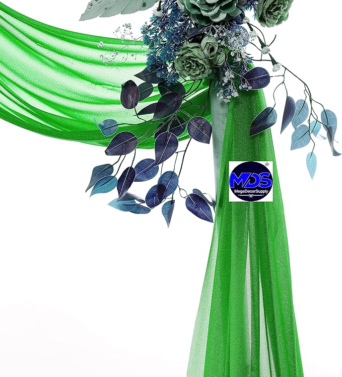 MDS Halloween Chiffon Draping Fabric - 2 Panel, 30" Wide x 40ft Long - Sheer Spooky Arbor & Canopy Drapery for Haunted House Backdrops, Party Ceilings, DIY Costumes & Themed Events - Green