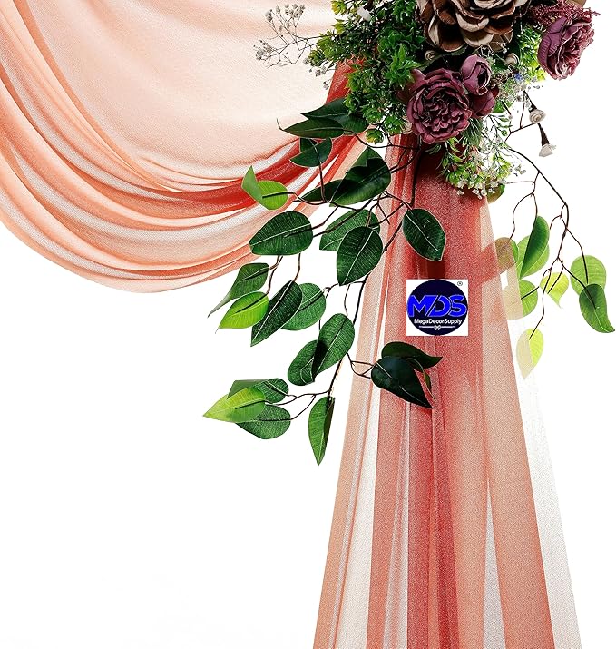 MDS Halloween Chiffon Draping Fabric - 1 Panel, 30" Wide x 75ft Long - Sheer Spooky Arbor & Canopy Drapery for Haunted House Backdrops, Party Ceilings, DIY Costumes & Themed Events - Terracotta