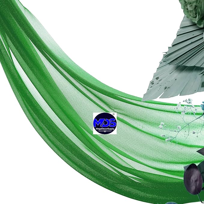 MDS Halloween Chiffon Draping Fabric - 2 Panel, 30" Wide x 50ft Long - Sheer Spooky Arbor & Canopy Drapery for Haunted House Backdrops, Party Ceilings, DIY Costumes & Themed Events - Green