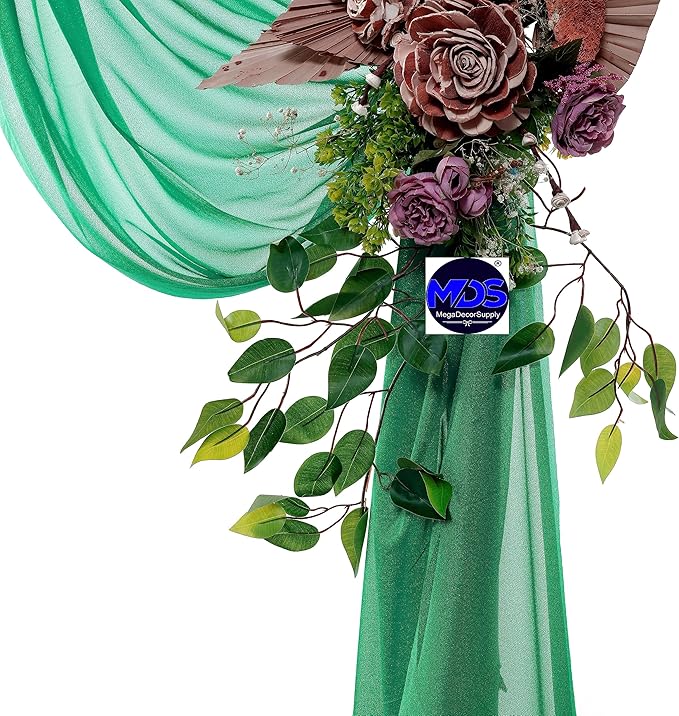 MDS Halloween Chiffon Draping Fabric - 1 Panel, 30" Wide x 20ft Long - Sheer Spooky Arbor & Canopy Drapery for Haunted House Backdrops, Party Ceilings, DIY Costumes & Themed Events - Emerald Green