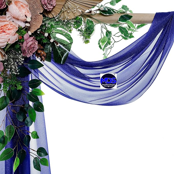 MDS Halloween Chiffon Draping Fabric - 1 Panel, 30" Wide x 75ft Long - Sheer Spooky Arbor & Canopy Drapery for Haunted House Backdrops, Party Ceilings, DIY Costumes & Themed Events - Royal Blue