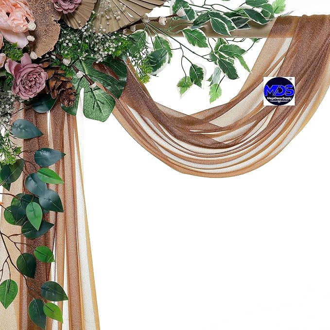 MDS Halloween Chiffon Draping Fabric - 1 Panel, 30" Wide x 75ft Long - Sheer Spooky Arbor & Canopy Drapery for Haunted House Backdrops, Party Ceilings, DIY Costumes & Themed Events - Mocha