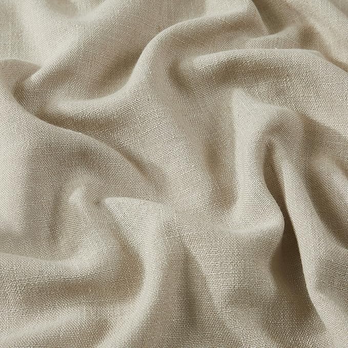 Vision Home Sand Pinch Pleated Semi Sheer Curtains Textured Linen Blended Light Filtering Window Curtains 112 inch for Living Room Bedroom Patio Pinch Pleat Drapes with Hooks 1 Panel 84" Wx112 L
