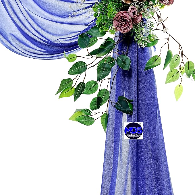 MDS Halloween Chiffon Draping Fabric - 2 Panel, 30" Wide x 100ft Long - Sheer Spooky Arbor & Canopy Drapery for Haunted House Backdrops, Party Ceilings, DIY Costumes & Themed Events - Royal Blue