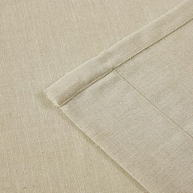 Vision Home Sand Pinch Pleated Semi Sheer Curtains Textured Linen Blended Light Filtering Window Curtains 95 inch for Living Room Bedroom Patio Pinch Pleat Drapes with Hooks 1 Panel 84" Wx95 L
