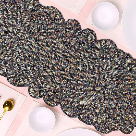 Premium Beaded Table Runner - 13x36 Elegant & Durable Home Décor for Dining, Weddings, Parties & Special Occasions with Non-Slip Backing, Versatile & Easy-Care (Multi) - CLEENTABLE