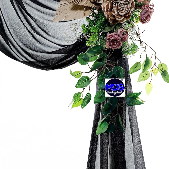 MDS Halloween Chiffon Draping Fabric - 1 Panel, 30" Wide x 100ft Long - Sheer Spooky Arbor & Canopy Drapery for Haunted House Backdrops, Party Ceilings, DIY Costumes & Themed Events - Black