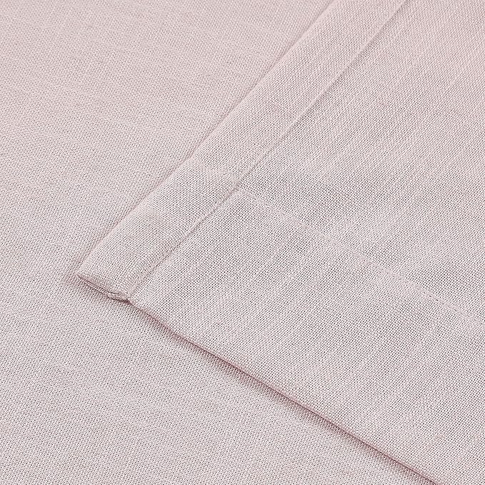Vision Home Light Pink Pinch Pleated Semi Sheer Curtains Textured Linen Blended Light Filtering Window Curtains 112 inch for Living Room Bedroom Patio Pinch Pleat Drapes with Hooks 1 Panel 60"Wx112"L