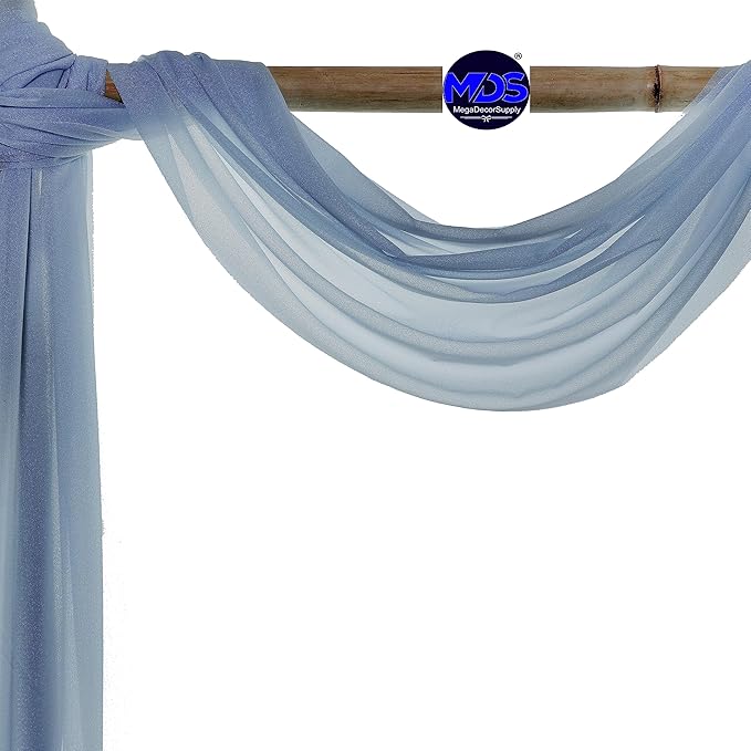 MDS Halloween Chiffon Draping Fabric - 1 Panel, 30" Wide x 50ft Long - Sheer Spooky Arbor & Canopy Drapery for Haunted House Backdrops, Party Ceilings, DIY Costumes & Themed Events - Dusty Blue