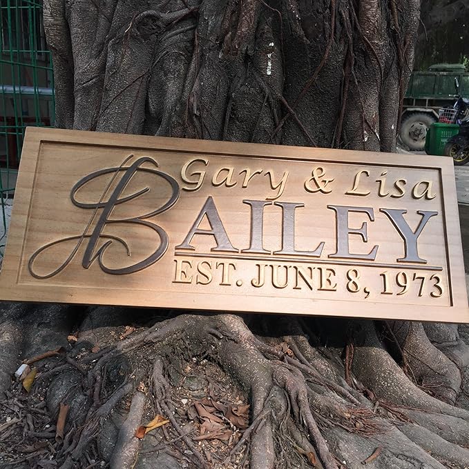ADVPRO Personalized Custom Made Solid Pine Wood rustic home sign décor - wedding, anniversary, housewarming - fully customized with First/Last/Family name/Surname or date - wpa0002