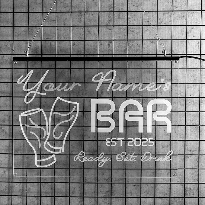Custom Bar Neon Sign Beer Home Bar Lights Man Cave Acrylic Table LED Personalized Name Tavern Lighted Signs for Men Restaurant Coffee Workshop Garage Poker Signs Gifts