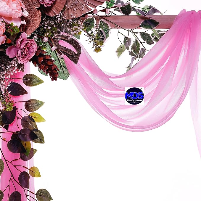 MDS Halloween Chiffon Draping Fabric - 2 Panel, 30" Wide x 50ft Long - Sheer Spooky Arbor & Canopy Drapery for Haunted House Backdrops, Party Ceilings, DIY Costumes & Themed Events - Bubblegum Pink