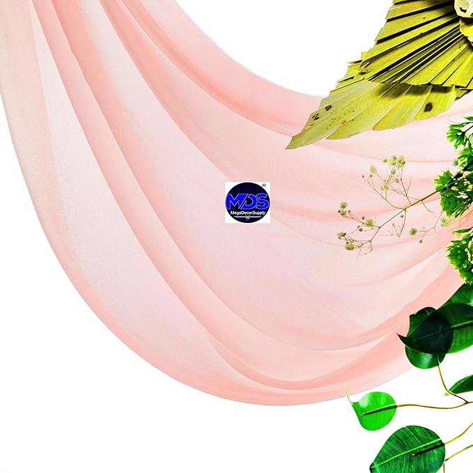 MDS Halloween Chiffon Draping Fabric - 2 Panel, 30" Wide x 30ft Long - Sheer Spooky Arbor & Canopy Drapery for Haunted House Backdrops, Party Ceilings, DIY Costumes & Themed Events - Peach