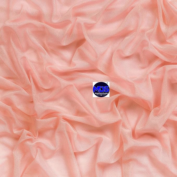 MDS Halloween Chiffon Draping Fabric - 2 Panel, 30" Wide x 50ft Long - Sheer Spooky Arbor & Canopy Drapery for Haunted House Backdrops, Party Ceilings, DIY Costumes & Themed Events - Peach